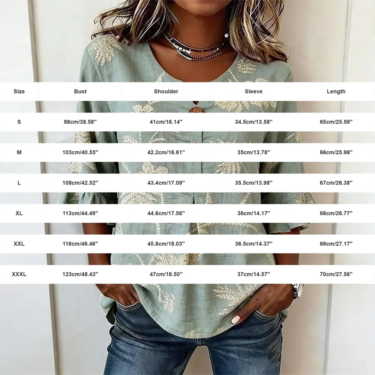 Camicia Donna Lino Manica 3/4 Camicetta Estiva con Volanti Fiori Fantasia Elegante Curvy Blusa Scollo a V con Bottoni Casual Leggero Comode Maglietta Tops Moda Taglie Forti T Shirt Classico Maglia Tee