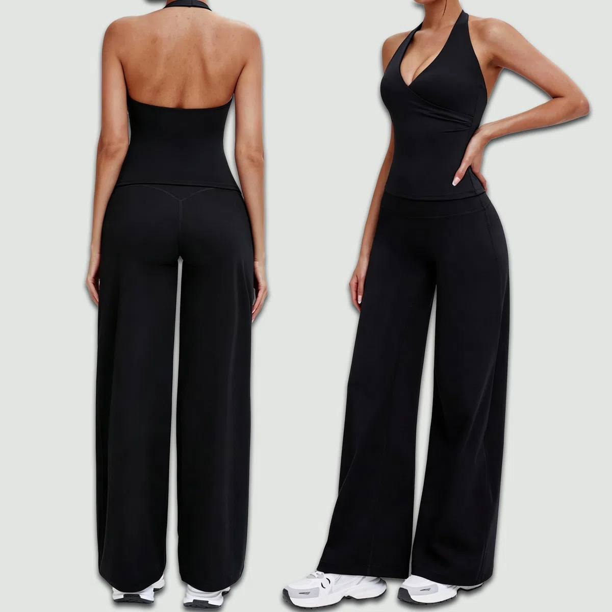 KIKIMINK Pantaloni da yoga da donna Flared Leggings da donna, a vita alta, pantaloni larghi e elasticizzati, abbigliamento casual