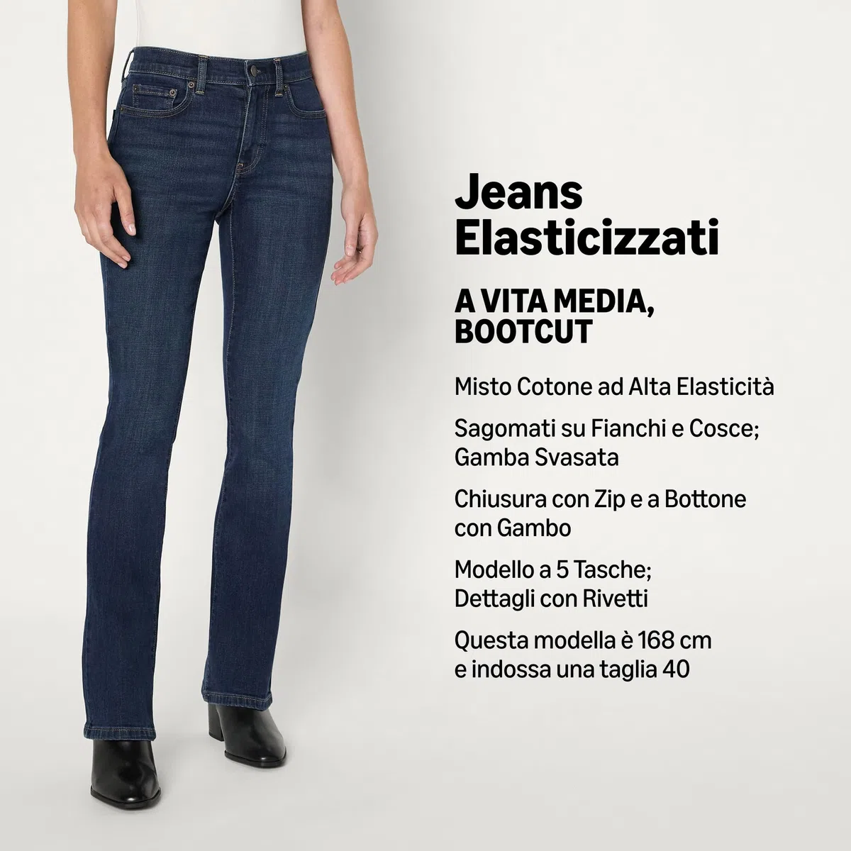 Amazon Essentials Donna Jeans Bootcut Curvy a Vita Media, vestibilità Aderente
