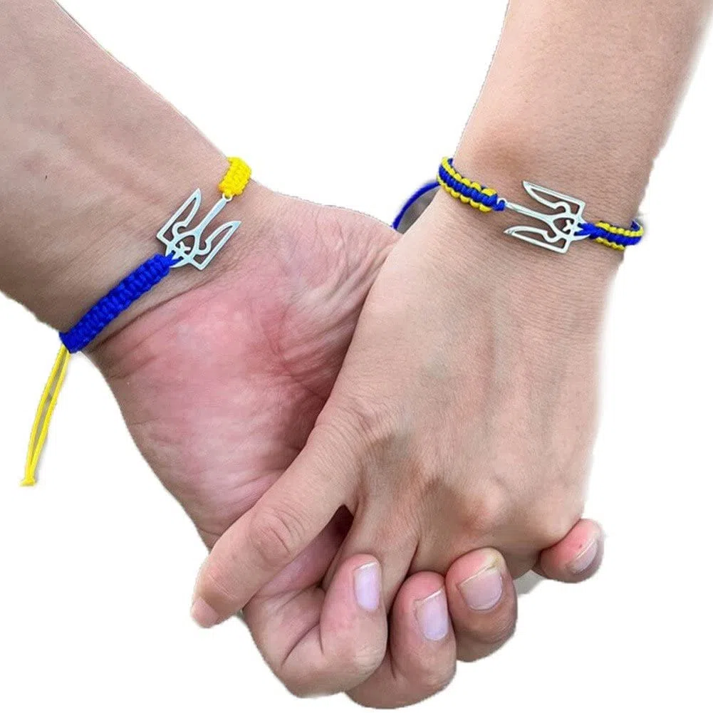 2 Pezzi Bracciale Ucraina Emblema Nazionale Braccialetto Simbolo Braccialetta Ucraina Regalo di Gioielleria Ucraina