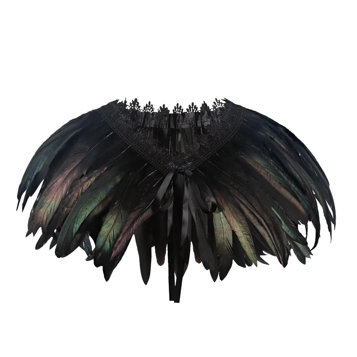keland Scialle di piume di piume naturali da donna Coprispalle di Halloween Colletto poncho nero Marrone giallo (nero)
