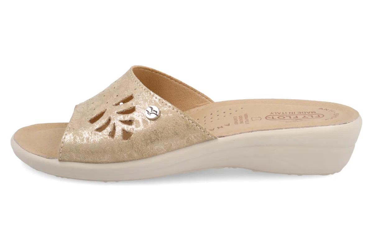 Fly Flot Ciabatta Donna In Morbida Microfibra Con Decoro, Fodera Traspirante, Sottopiede In Pelle Sandali a ciabattaDonna