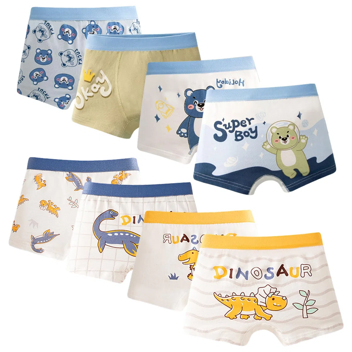 3-13 Anni Boxer Bambino Ragazzo Mutande Bambini 8 Pezzi Cotone Morbido e Traspirante Boxer per Bambino
