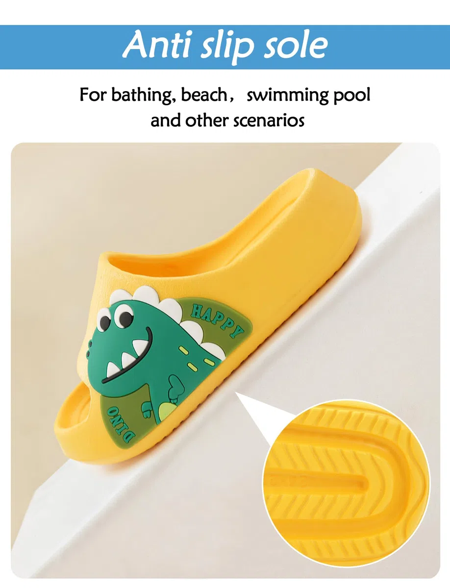 Maeau Pantofole da bagno per bambini e bambine, antiscivolo, estive, a forma di dinosauro, con orso, per bagno, spiaggia, piscina, morbide e piatte
