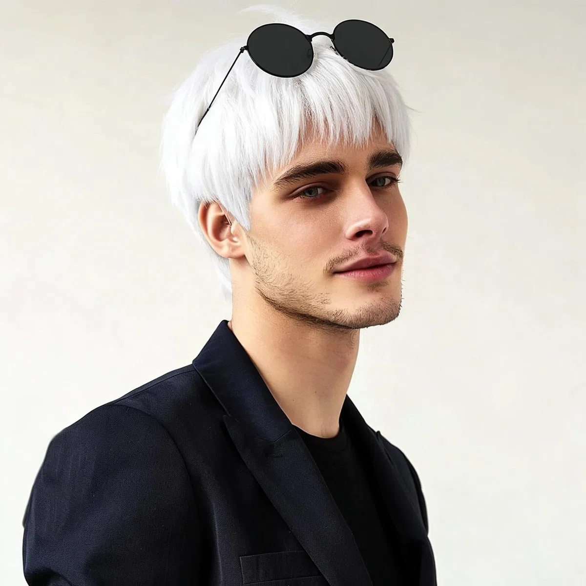 Parrucca Cosplay Grigia per Anime, Capelli Corti Grigio Argento con Calotta per Parrucca, Accessorio per Costumi Cosplay, per Halloween, Feste, Carnevale