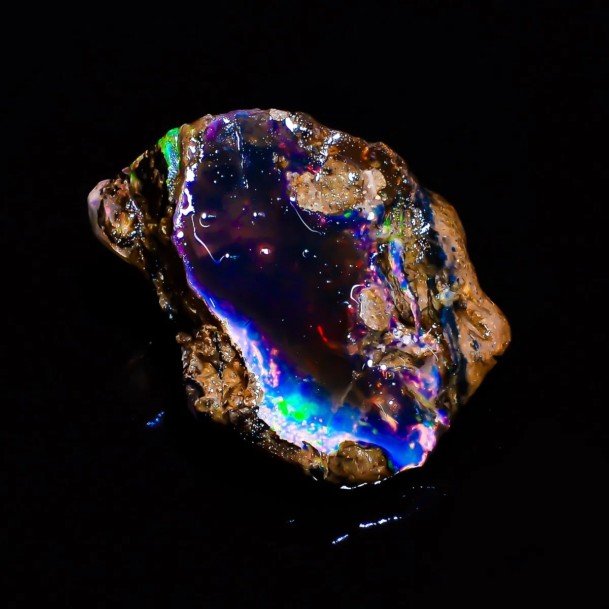 Opale nero grezzo – 7,8 carati – opale nero grezzo di qualità AAA, opale etiope grezzo, Welo Multi Fire, 7.8 Carat, Cristallo, Opale nero