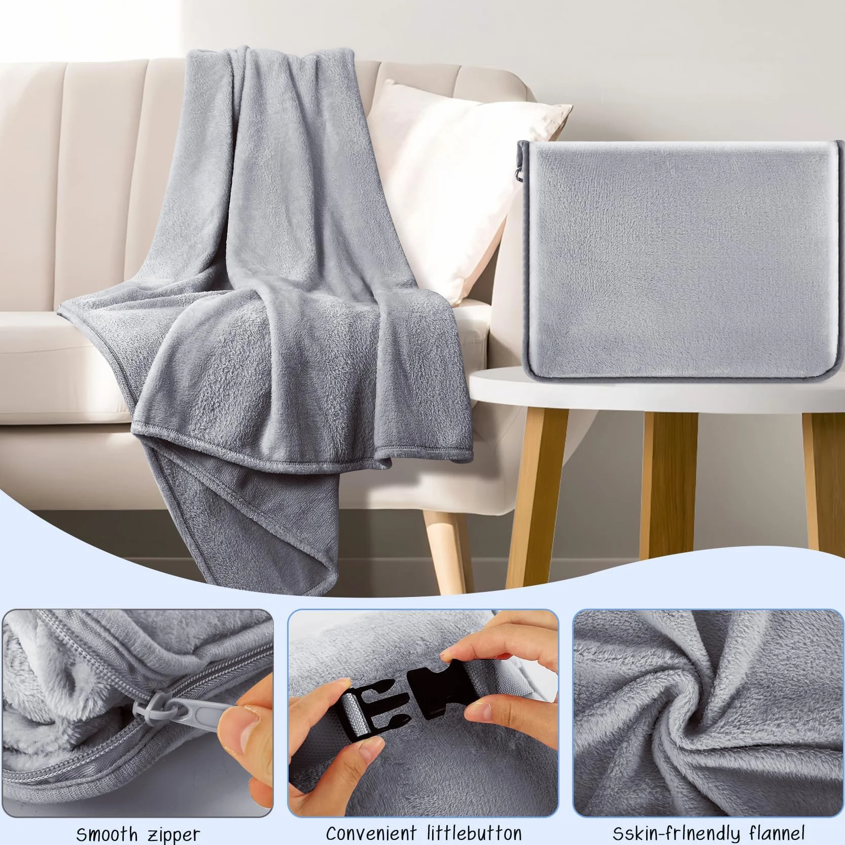 Coperta da Viaggio e Cuscino coprire 2 in 1 Aeroplano, Custodia per Bambini, Gadget da Ufficio Compatta, Portatile per Adulti