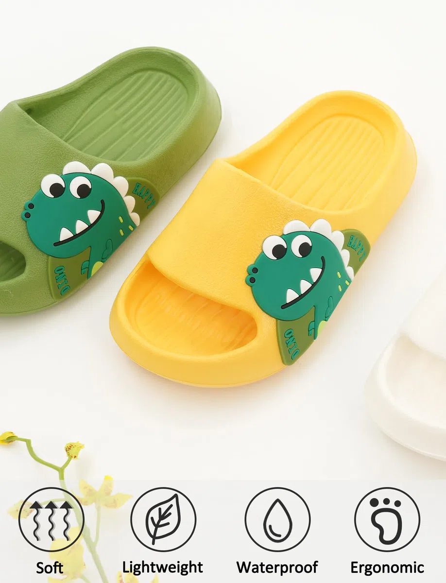 Maeau Pantofole da bagno per bambini e bambine, antiscivolo, estive, a forma di dinosauro, con orso, per bagno, spiaggia, piscina, morbide e piatte