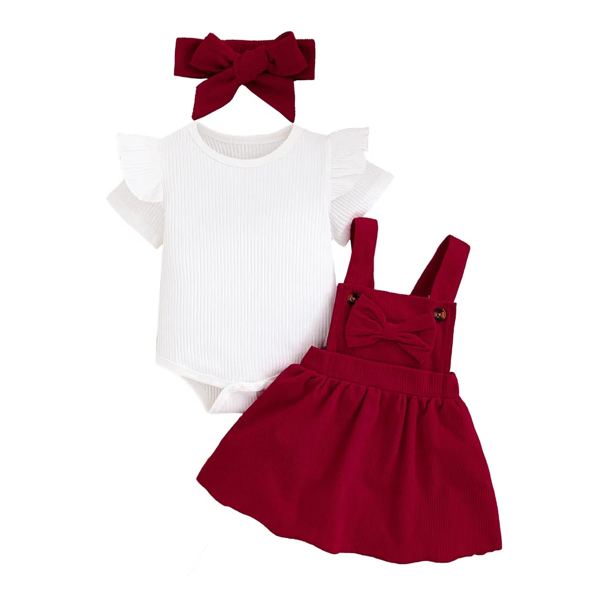 Set di Gonne Neonata Top a Maniche Corte e Gonna con Bretelle e Fiocco Vestiti Estivi per Neonata