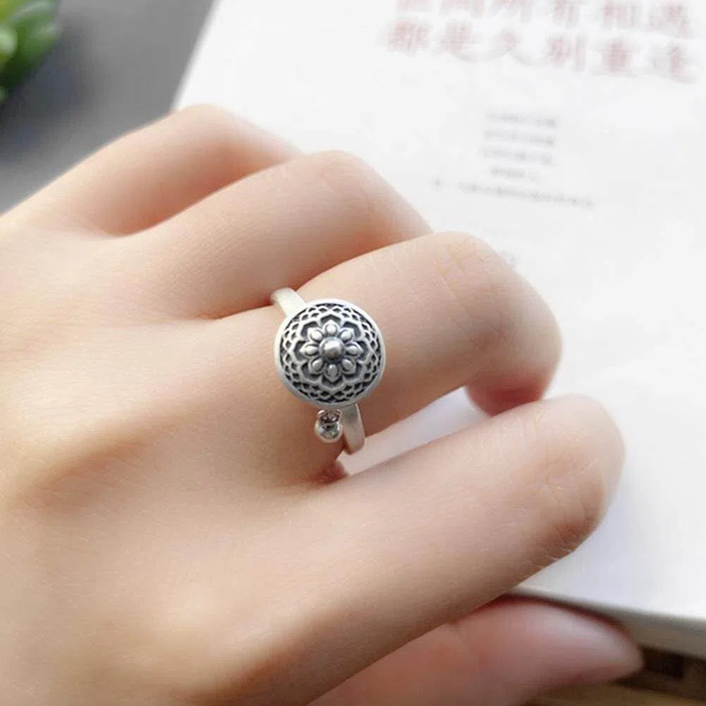 Sanfly Buddista Color Argento per con Ruota di Preghiera Tibetana per Alleviare Lo Stress