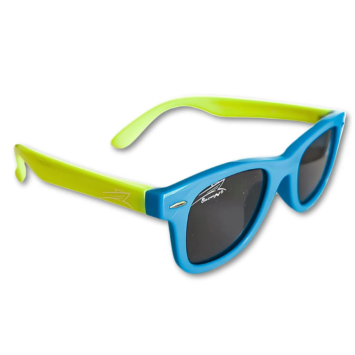 Doctor Brown - Occhiali da Sole per Bambini con Montatura Super Flessibile - Idea regalo adatta a Bambini e Bambine di 3/8 anni - Lenti con filtro scuro di categoria 3 (BLU/VERDE lenti GRIGIE)