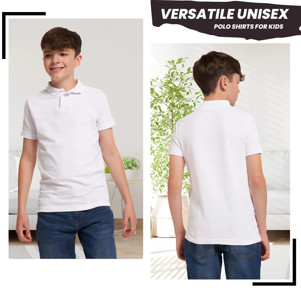 NOROZE Confezione da 3 Polo Scolastiche per Ragazzi e Ragazze, 5-13 Anni, Maglietta per Bambini - Uniforme Scolastica a Maniche Corte, Abbigliamento Sportivo, Canottiera Unisex (Bianco, Azzurro)