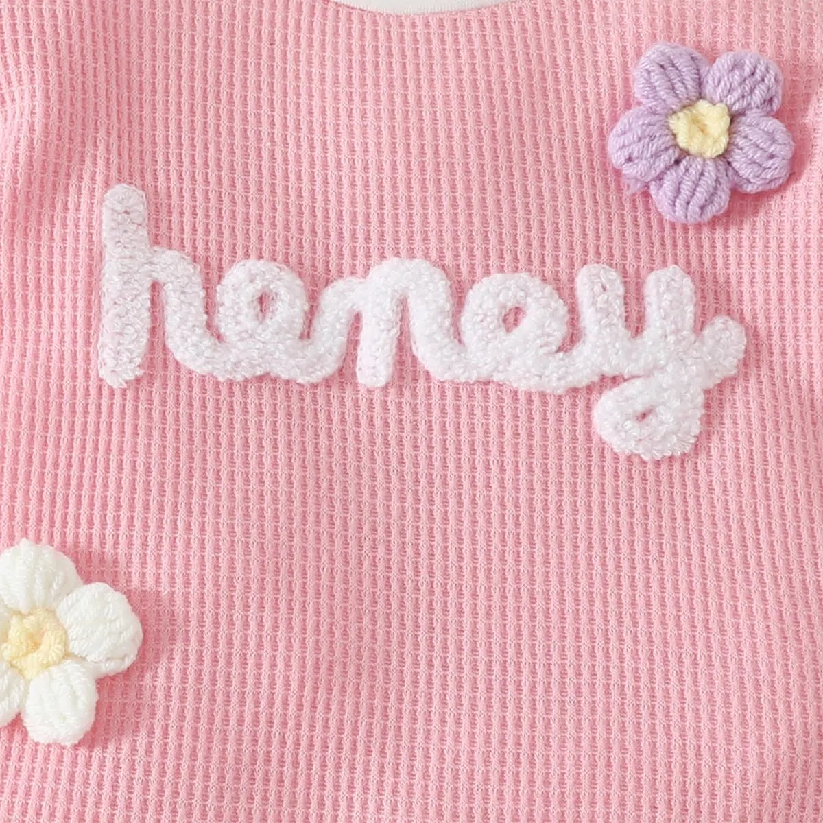 Vestiti Estivi per Bambina 3D Flower Maniche Corte Maglietta Top e Pantaloncini 2 Pezzi Set Cute Waffle Abiti per Bimba