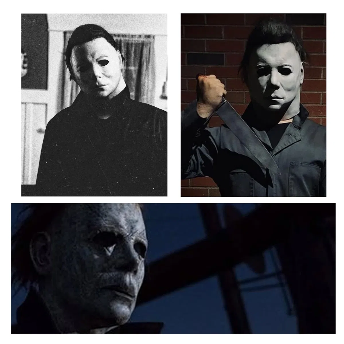 Masque Michael Myers pour adultes, Masque d'Halloween Original Michael Myers Face - 1978, Horror White Face Headgear Latex Rubber with Hair