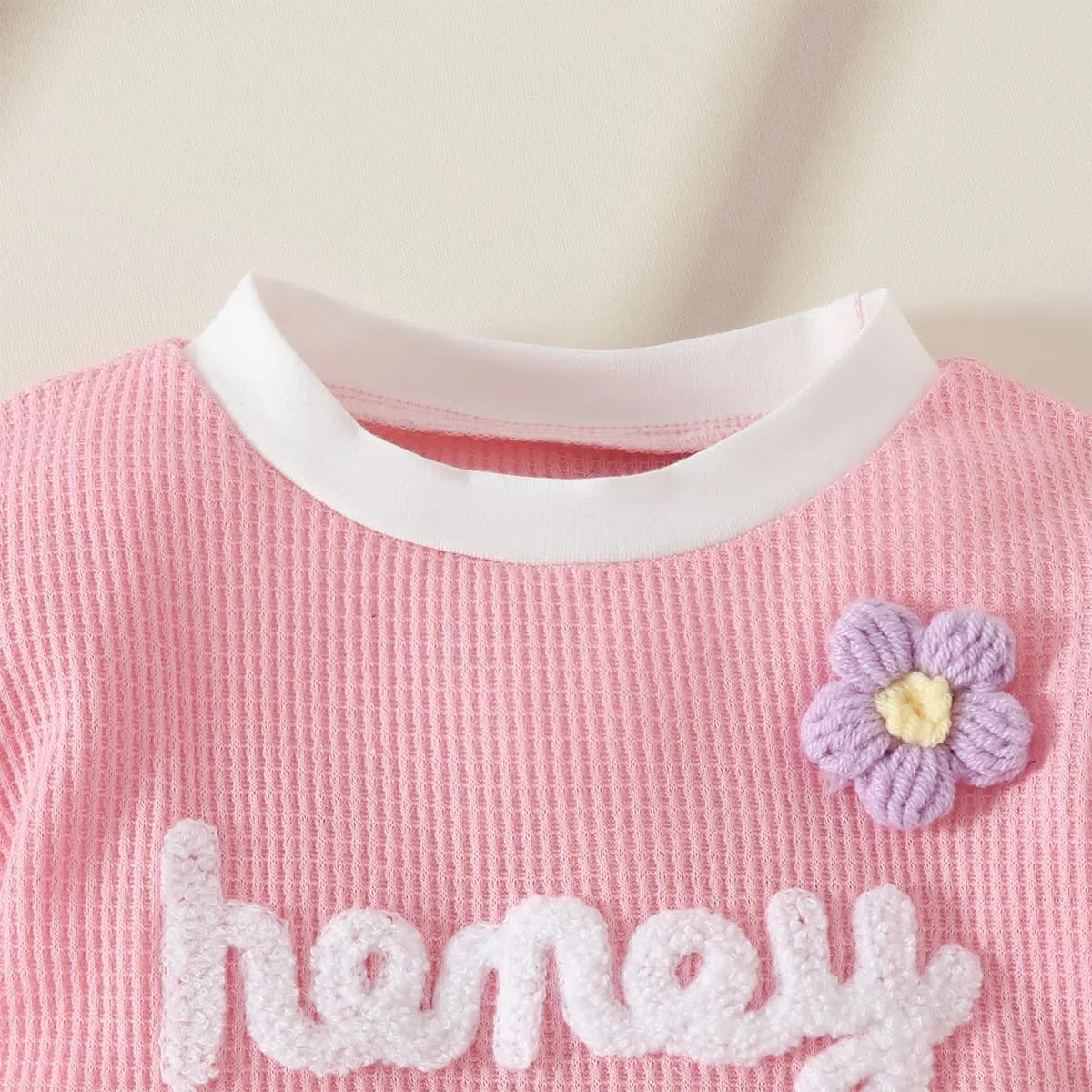 Vestiti Estivi per Bambina 3D Flower Maniche Corte Maglietta Top e Pantaloncini 2 Pezzi Set Cute Waffle Abiti per Bimba