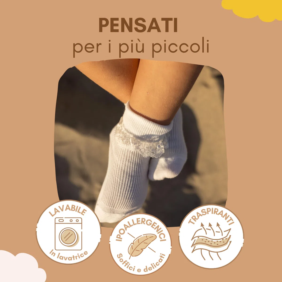 Coccoli | 2 Paia di Calzini Neonato in Caldo Cotone con Risvolto e Pizzo, Made in Italy