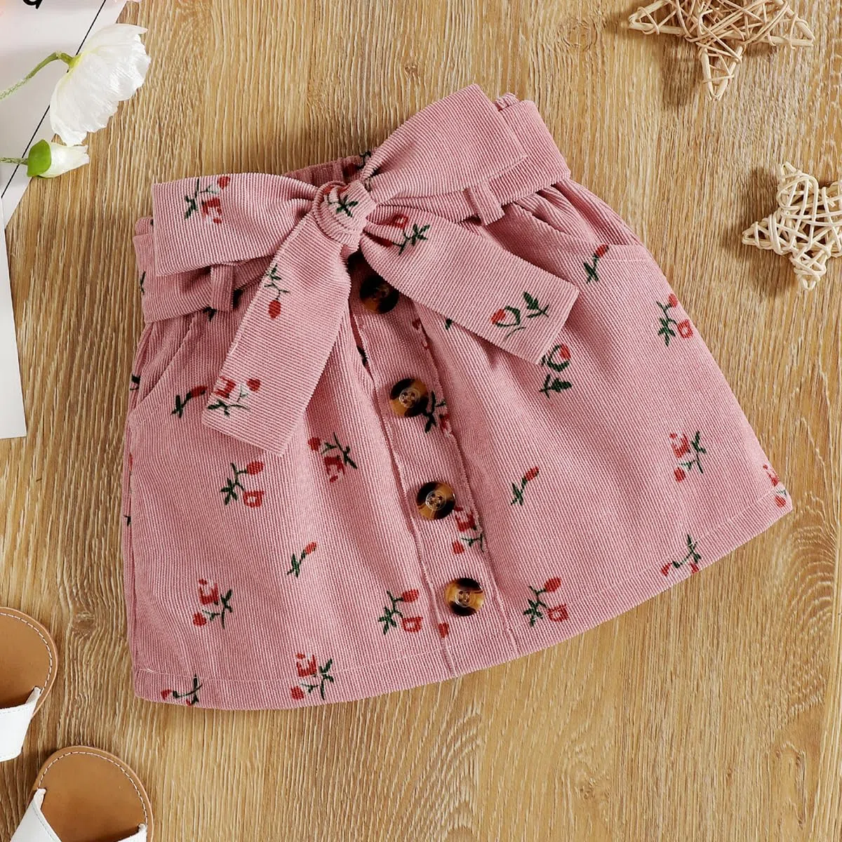 Abbigliamento Bambina Vestito Set Senza Maniche con Volant Top + Minigonna con Fiocco e Bottoni 2 Pezzi Ragazze Estate Vestiti Outfit