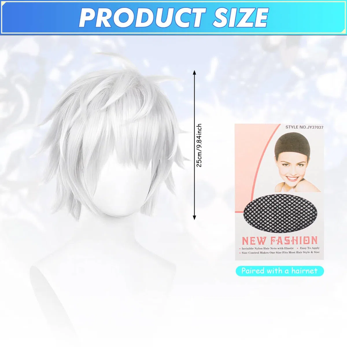 Parrucca Cosplay Grigia per Anime, Capelli Corti Grigio Argento con Calotta per Parrucca, Accessorio per Costumi Cosplay, per Halloween, Feste, Carnevale