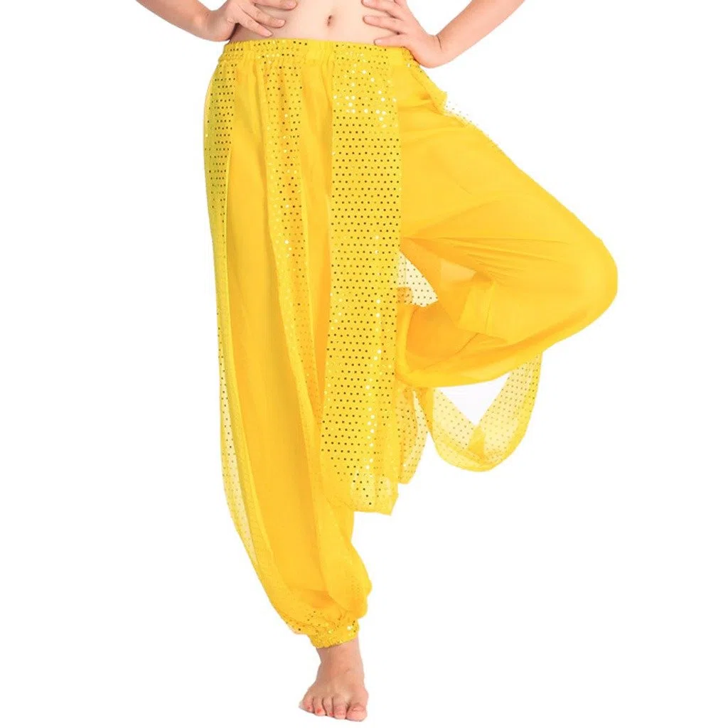 Baisdan Pantaloni Harem Yoga di Danza del Ventre, Pantaloni tribali arabici Indiani in Chiffon da Donna Adatti per Feste di Danza Yoga Pilates Zumba