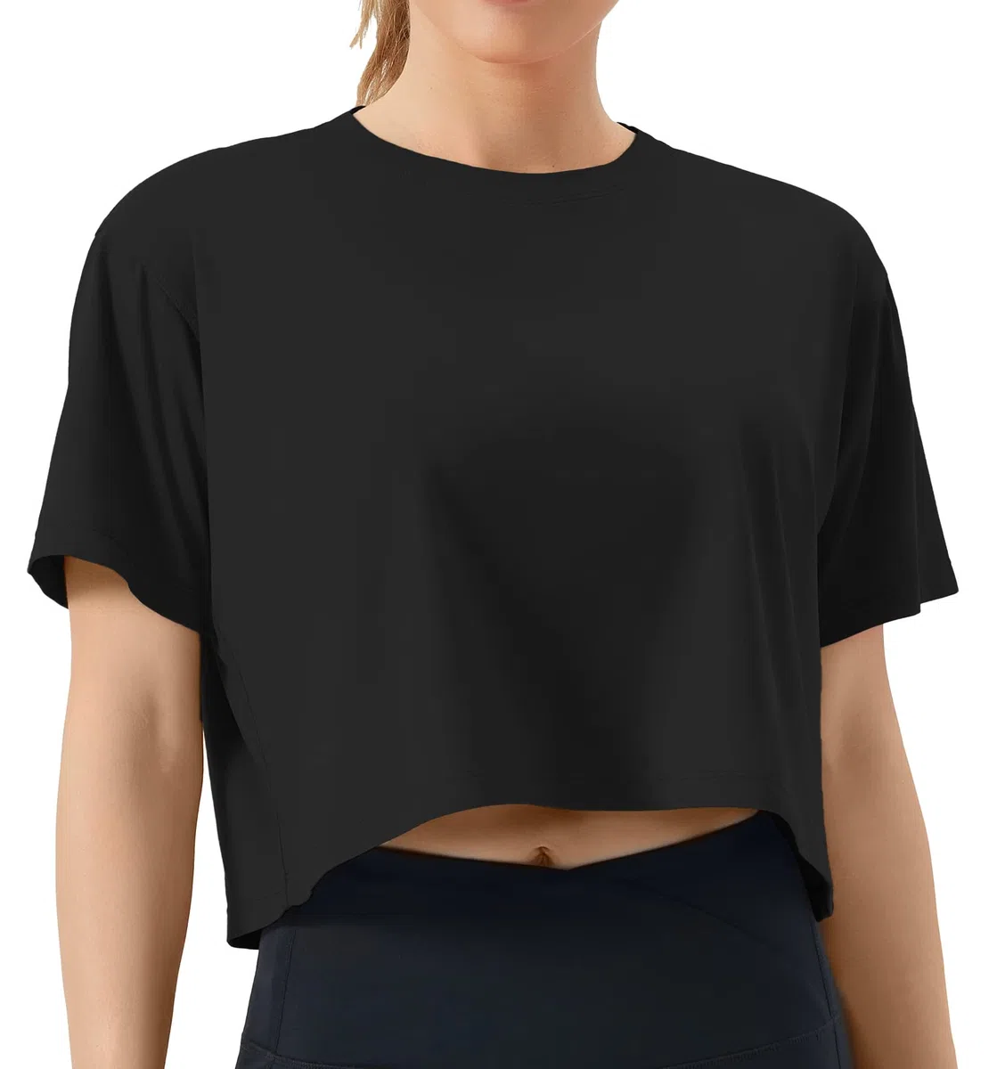 THE GYM PEOPLE Maglia Palestra Donna, Crop Top a Maniche Corte con vestibilità Ampia in Cotone - per Yoga, Fitness e Quotidiano