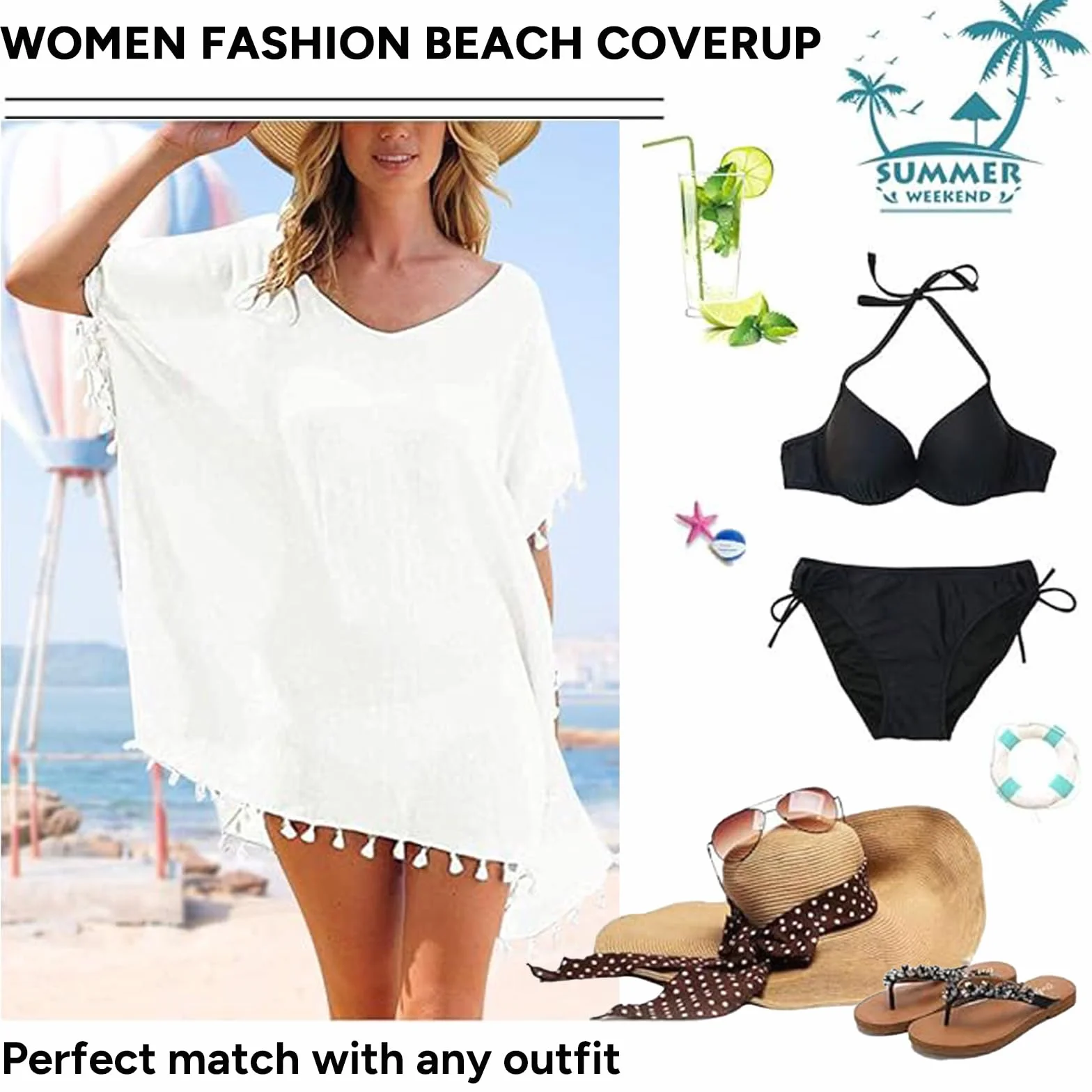 Copricostume da Bagno Donna Mare Scollo a V Abito da Spiaggia Chiffon Nappa Vestito Mare Copricostumi da Bagno Estivi Allentato Bikini Cover Up Costumi per Spiaggia Piscina