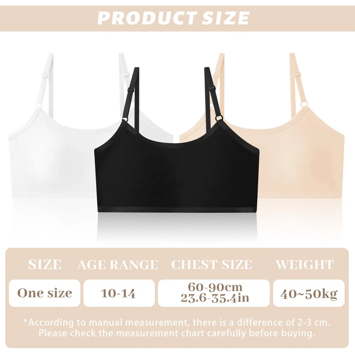 FUIPVGI 3 Pezzi Reggiseno da Allenamento Senza Cuciture per Ragazze, Adolescenti Bambine Sportivo Intimo con Fisso Torace Pastiglie e Spallacci Regolabili per Bambine 10-16 Anni