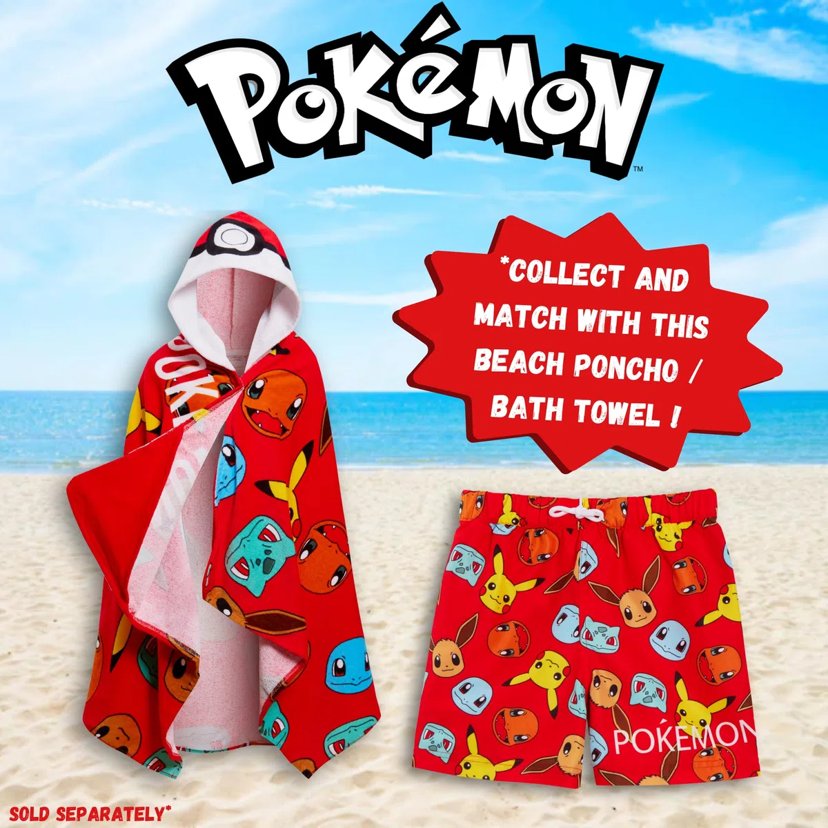 Pokémon Pantaloncini da Bagno Ragazzi Pantaloncini da Bagno per Bambini Pikachu Trunks con Coulisse in Vita Pantaloncini da Piscina per Spiaggia