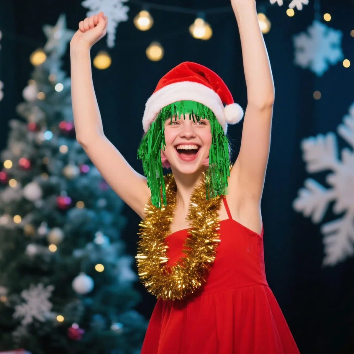 7 pezzi Tinsel Wig, parrucca da discoteca glitterata, parrucca metallica lucida da donna, colorata ghirlanda parrucca, colore parrucche, travestimento per adulti, per Natale, Halloween