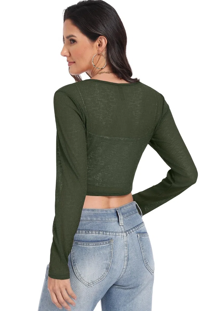 PrinStory Coprispalle per le donne casual leggero cravatta anteriore coprispalle manica lunga cardigan estivo morbido crop top