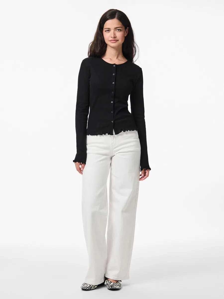 PIECES Pcmarie LS Poin Cardigan Jrs Noos Donna