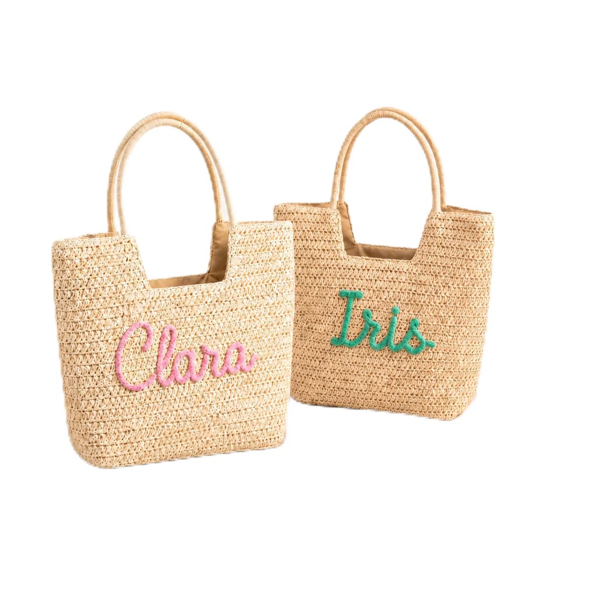 Borsa Tote in Paglia Personalizzata Ricamo Nome, Borsa a Spalla Estiva Rafia Uncinetto Artigianale, Borsa Shopping Boho con Scritta Personalizzabile, Regalo Compleanno Donna Mamma Amica