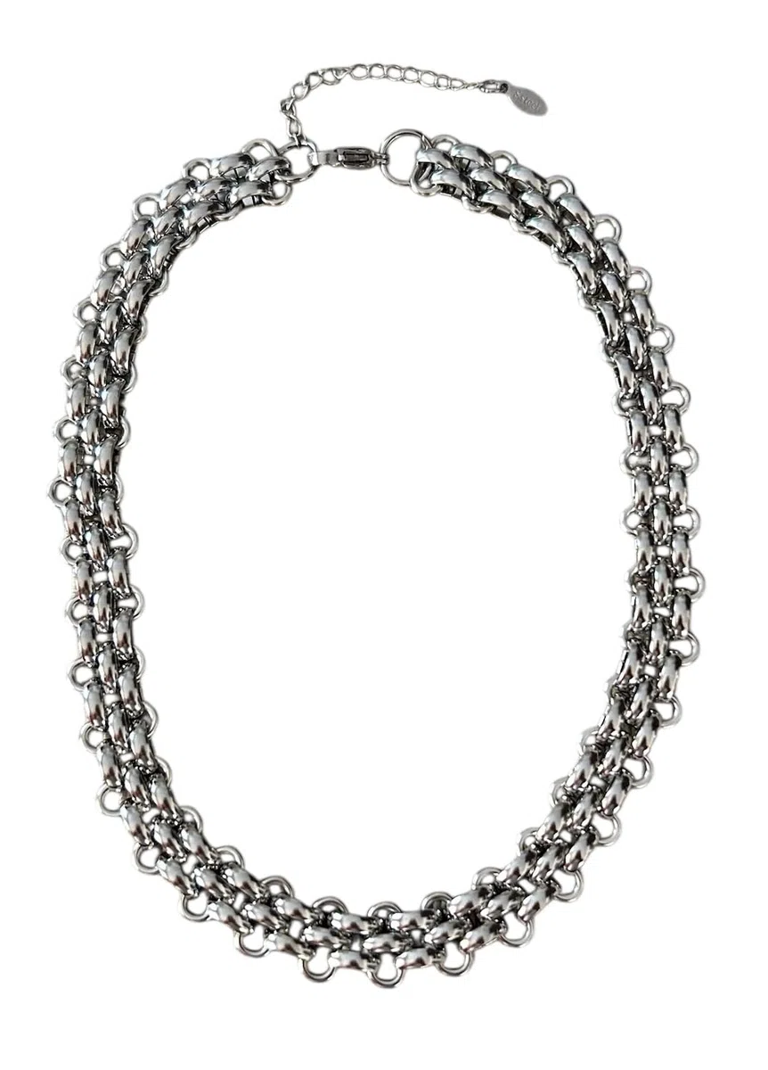 Collana Donna Uomo catena intrecciato in acciaio inox 316L robusto multistrato anallergico non cambia colore, per ragazza alla moda Novità. Confezione regalo