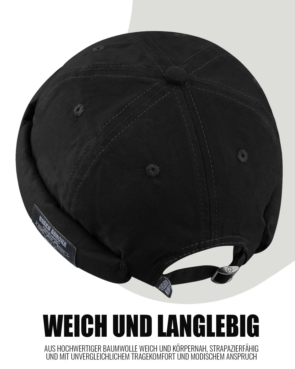 Clakllie Berretto Portuale Uomo Cotone Docker cap Cappello Senza Visiera Estivo Berretto Docker Regolabile Retro Brimless Beanie Hat Classic Docker Leon Hat Cappello da Porto Rolled Cuff （56-60CM）