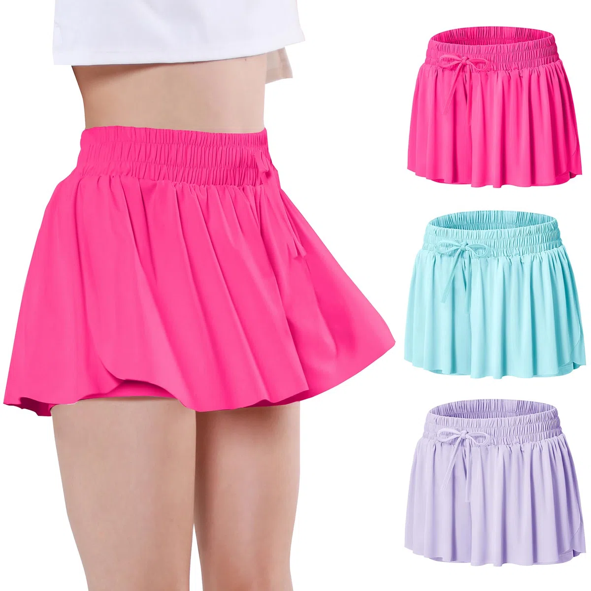 EXARUS Ragazze Farfalla Pantaloncini Fluido Danza Atletica Gonna Cheer Skorts Teen Flutter Tween Vestiti Preppy Abiti Bambini