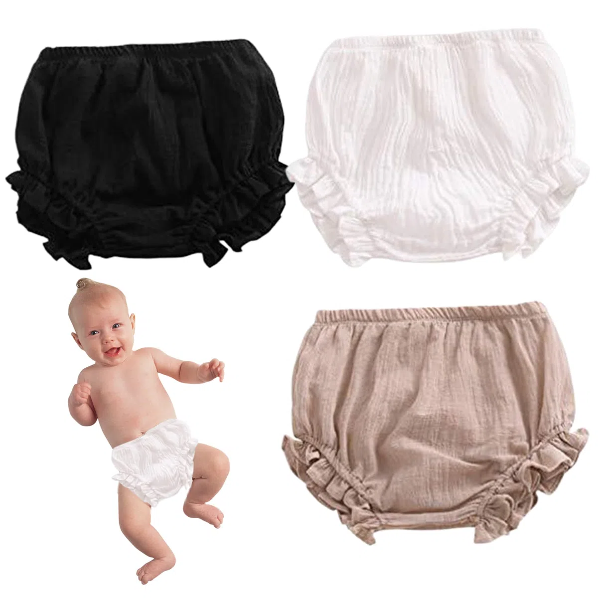 Bloomer per Neonati da 3 Pezzi, Bloomer in Cotone Comodi, Morbidi e sicuri per Neonate, Simpatica Ragazza a Triangolo Floreale per Bambine