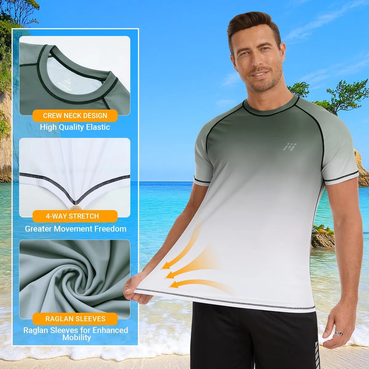 MEETWEE Maglietta Uomo sfumato Anti-UV UPF 50+ | Protezione Solare Traspirante Asciugatura Rapida | Leggero Elasticità 4 Vie per Escursioni Pesca Corsa Estate
