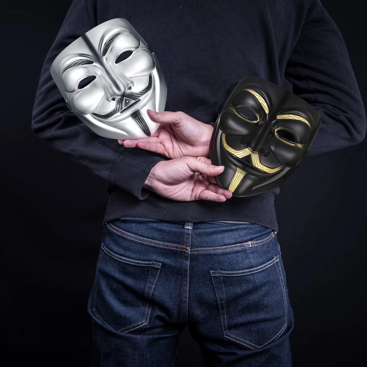 PanBeiQiWEU 4 Pezzi V per Vendetta Guy Maschera, Halloween Costume Cosplay Party Mask, Anonymous Mask, Maschere di Carnevale Unisex per Halloween Cosplay Party Regali - 4 Colori