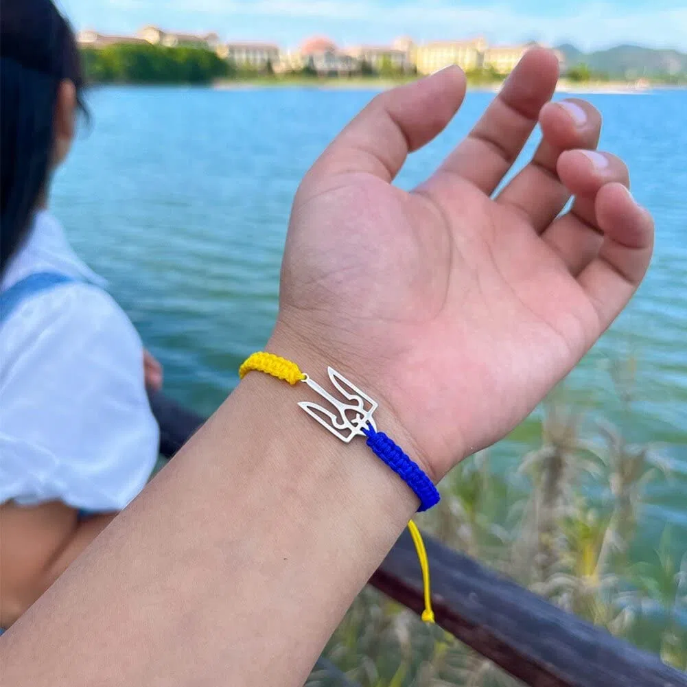 2 Pezzi Bracciale Ucraina Emblema Nazionale Braccialetto Simbolo Braccialetta Ucraina Regalo di Gioielleria Ucraina