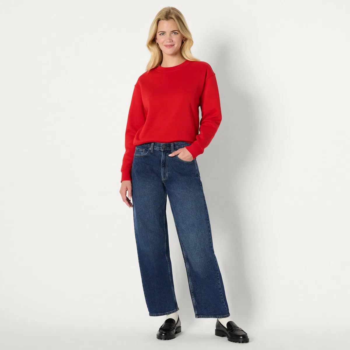 Amazon Essentials Donna Felpa Squadrata a Girocollo con Spalle scese
