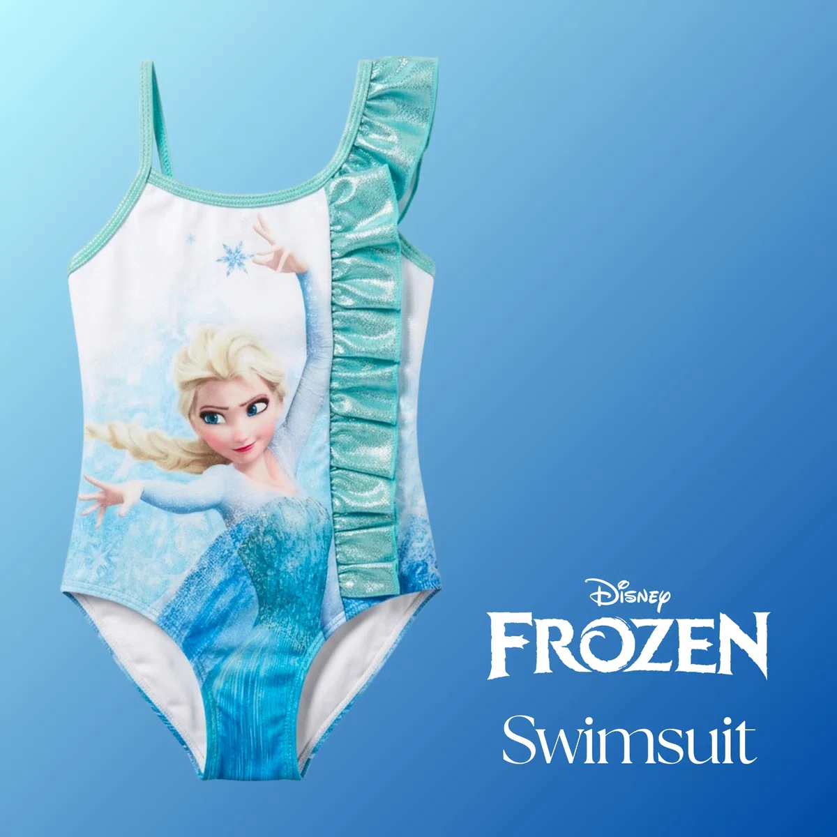 Disney Frozen Costume da Bagno per Ragazze, Design di Elsa e Olaf Costume da Bagno Intero di Bambina per L'Estate, Taglie 3 agli 8 Anni