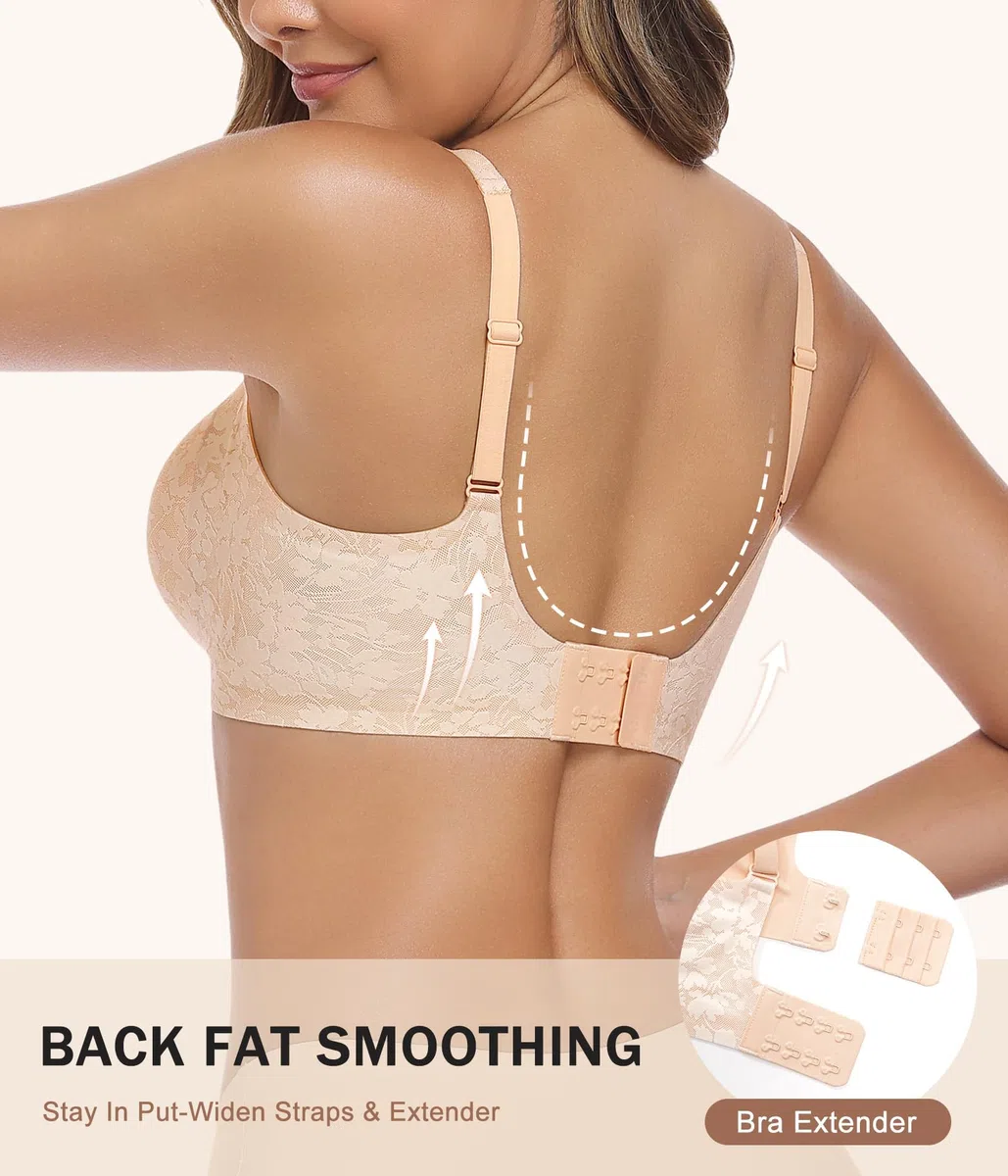 Push Up Reggiseno Senza Ferretto Donna Spalline Regolabili Morbido Imbottito Floreale Pizzo Brassiere Plunge Comodo Bralette per Quotidiano