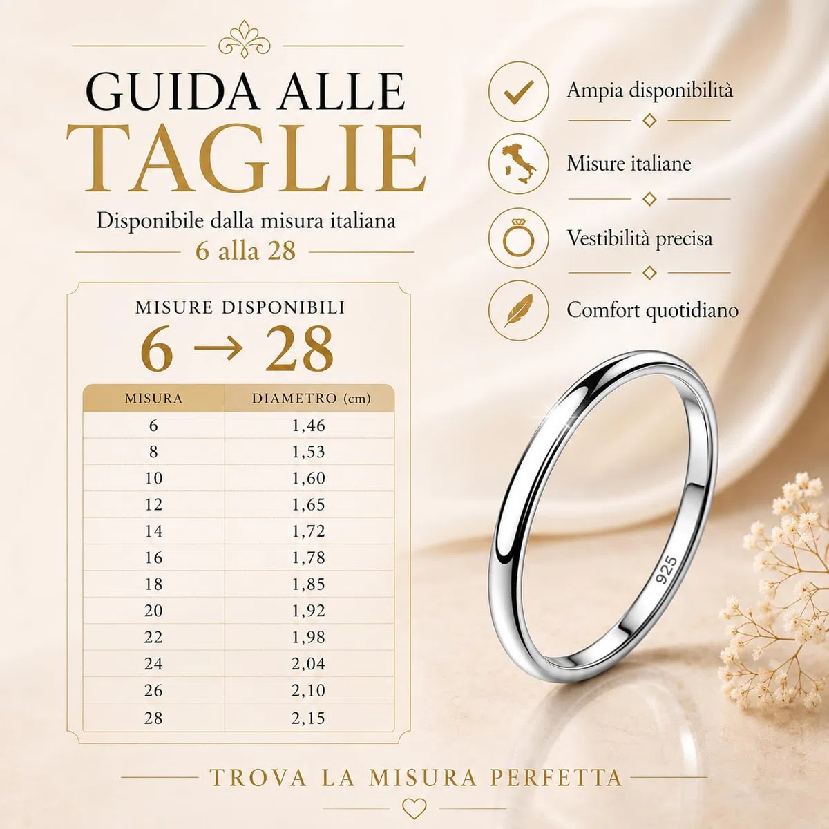 Donipreziosi Ferma Anelli in Argento 925% Rodiato, Made in Italy - Fedina Nichel Free di Tutte Le Misure - Uomo Donna