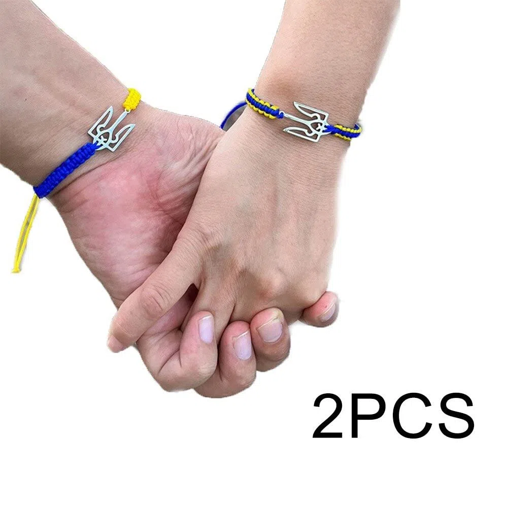 2 Pezzi Bracciale Ucraina Emblema Nazionale Braccialetto Simbolo Braccialetta Ucraina Regalo di Gioielleria Ucraina
