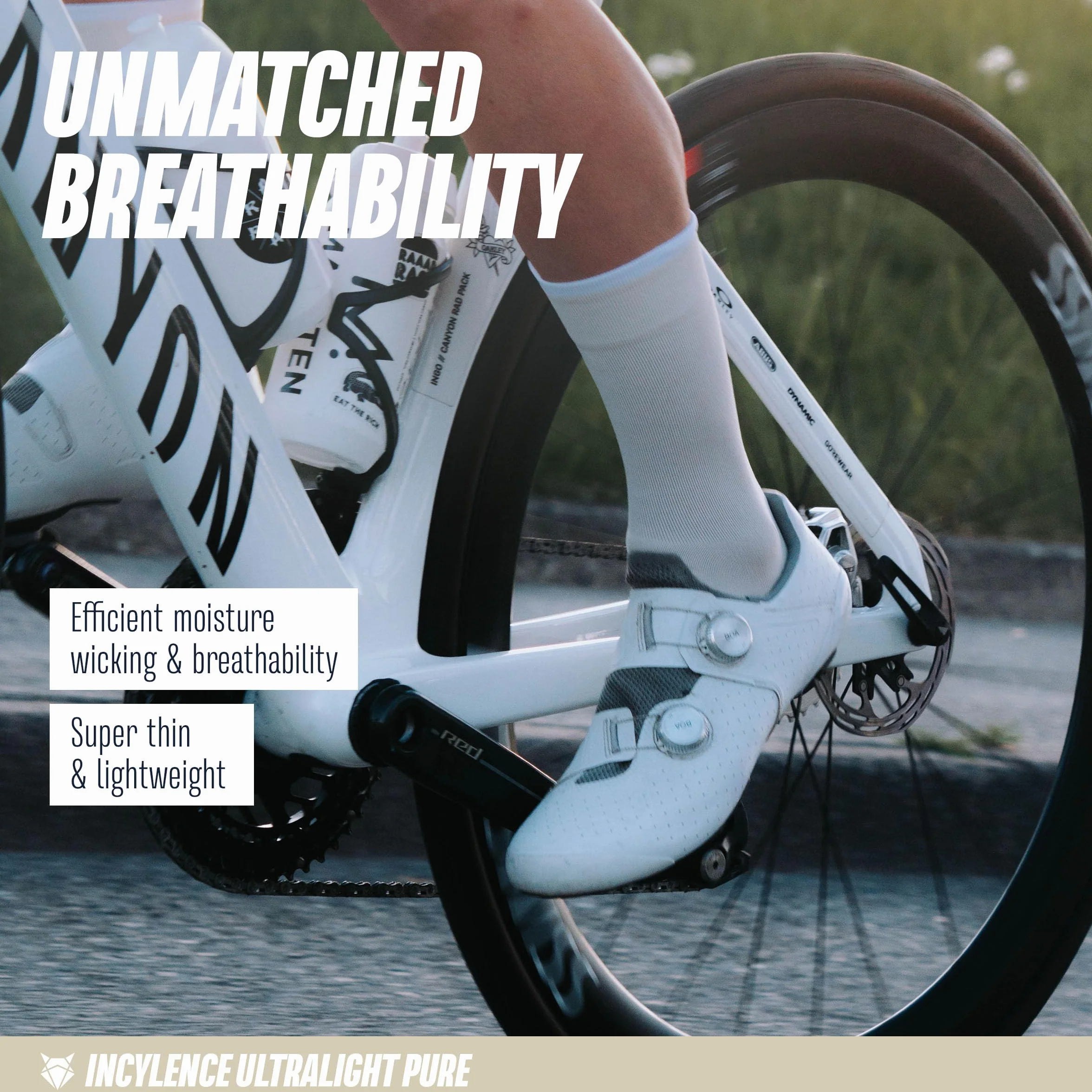INCYLENCE Calzini da ciclismo da donna, ultra sottili, con leggera compressione, traspiranti e lisce, per ciclismo, 1 paio