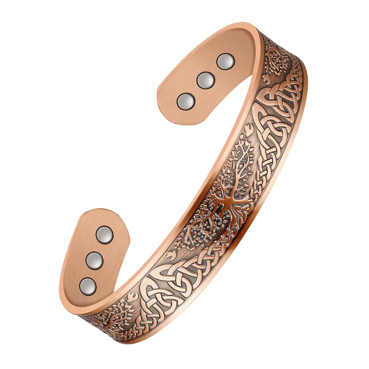 Jeracol Brazaletes - Braccialetti magnetici in rame, unisex, 100% rame massiccio, con potenti magneti (3500 Gauss) ciascuno, con confezione regalo Ajsust Tool&Jewelry