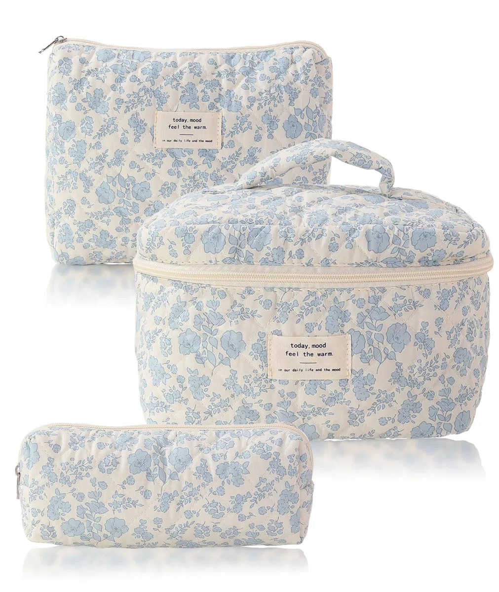 3 Piezas Beauty Case Morbida Grande Makeup Bag Pochette Donna Trucchi Piccola Orchidea Bianca