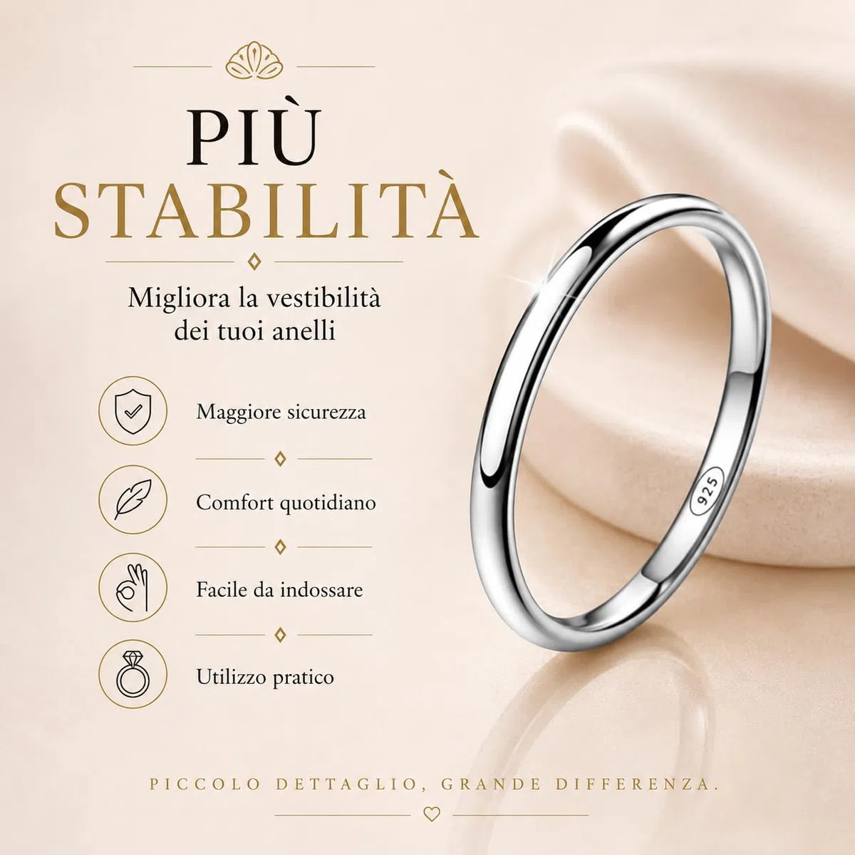 Donipreziosi Ferma Anelli in Argento 925% Rodiato, Made in Italy - Fedina Nichel Free di Tutte Le Misure - Uomo Donna