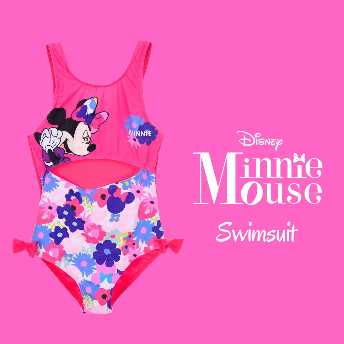Disney Minnie Mouse Costume da Bagno per Ragazze, Costume Intero Floreale per Bambina, Taglie 3 a 8 Anni