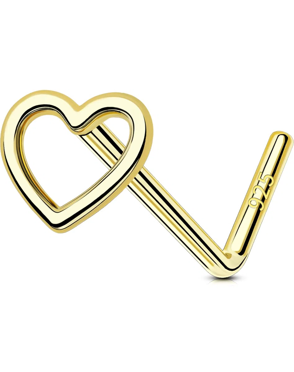 OUFER 20G Piercing Naso Nostril Argento 925 Piercing Naso Cuore 7 mm Oro Nose Pin Piercing Nasale L Piercing Naso Donna Anellino Anello Naso Nostril Nose Hoop