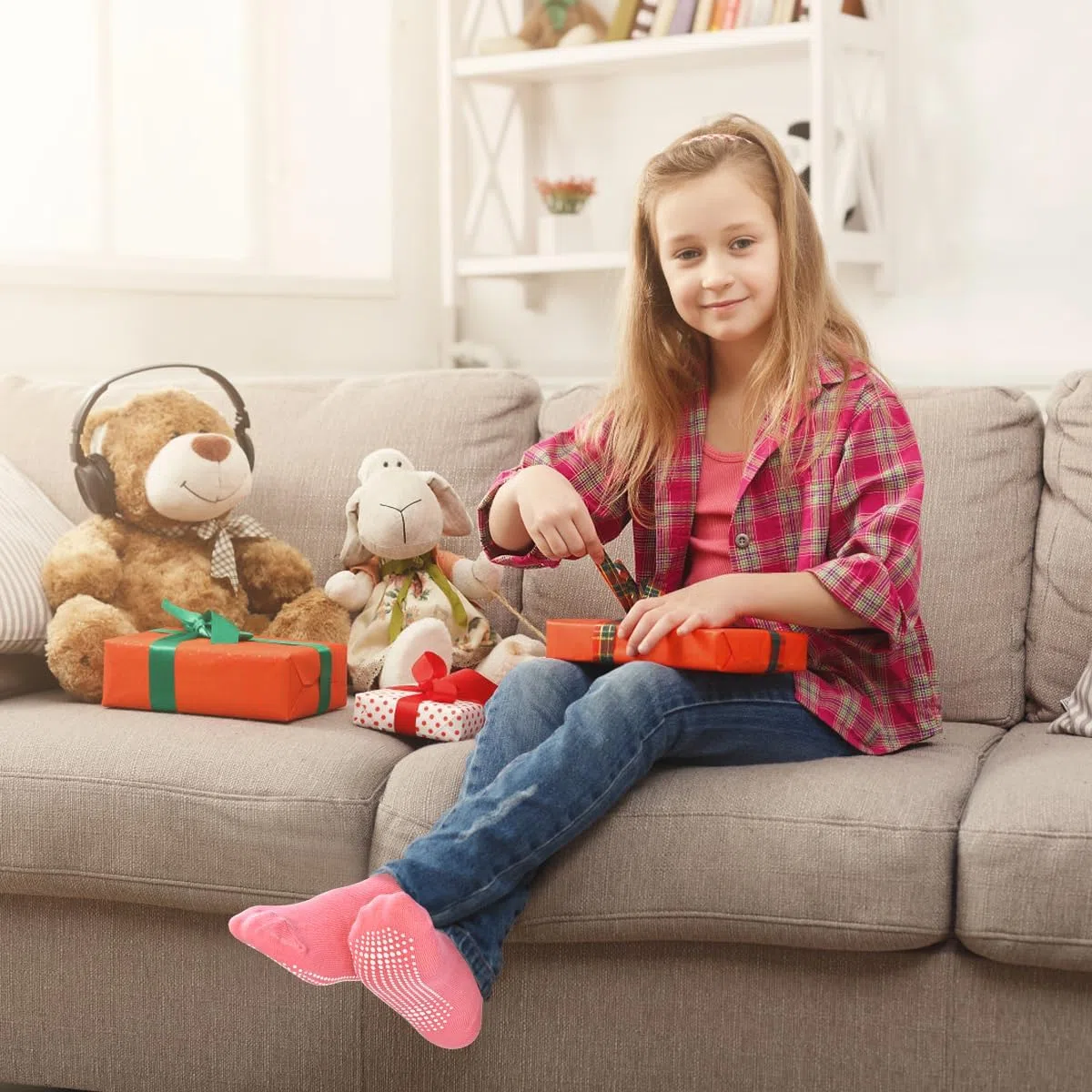 Calzini antiscivolo per bambini, 12 paia di calzini per bambini, antiscivolo, in misto cotone, per bambini da 1 a 10 anni